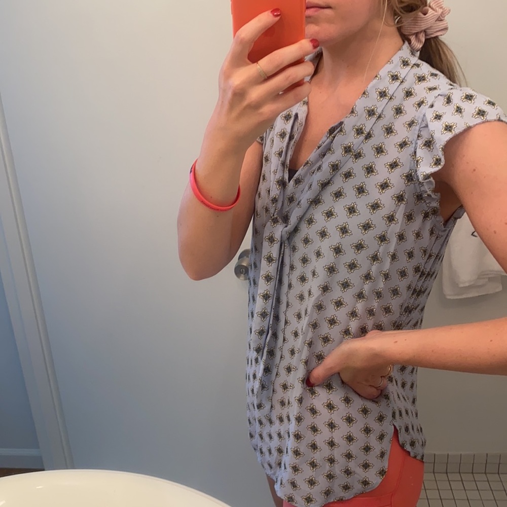 Loft blouse, size S, blue/green pattern